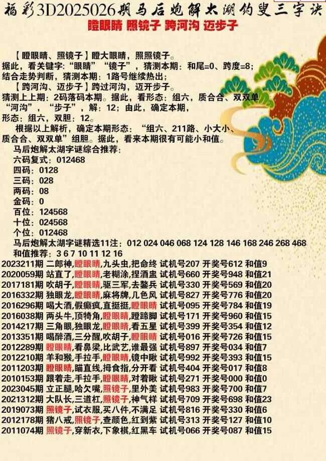 福彩3D字谜图谜总汇大全第234期，解密数字背后的智慧与乐趣